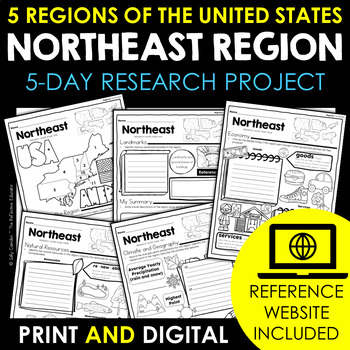 Preview of Northeast Region | 5 Regions of the US | Social Studies Research Project
