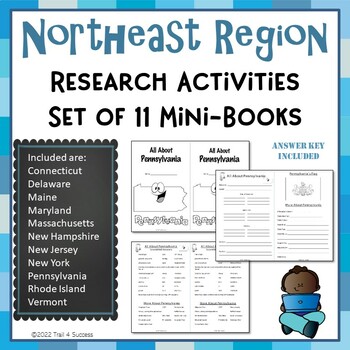 Preview of Northeast Region Worksheets Bundle of 11 State Webquests Mini Book