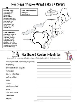 Northeast Region Unit Activity Booklet or Interactive Notebook Lesson