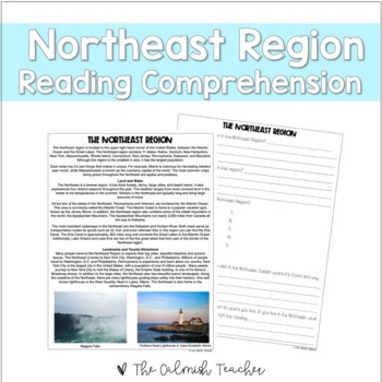 Northeast Region Reading Comprehension Freebie (Digital & Physical)