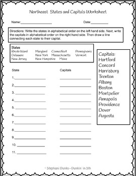 Northeast States And Capitals Worksheet By Dunkin In 5th TPT   Original 9429151 2 