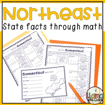 Preview of Northeast States and Symbols with Math Computation Practice - State Worksheets