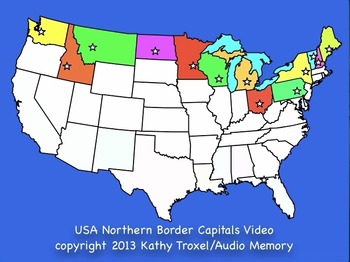 Preview of Northern Border USA States and Capitals Song Video/Movie mp4 by Kathy Troxel
