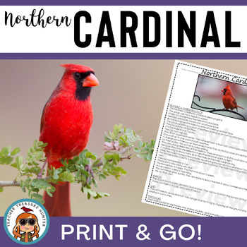 Preview of Northern Cardinal bird information page for research and writing a bird report