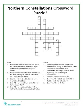 Northern Constellations Crossword Puzzle by Oasis EdTech TPT