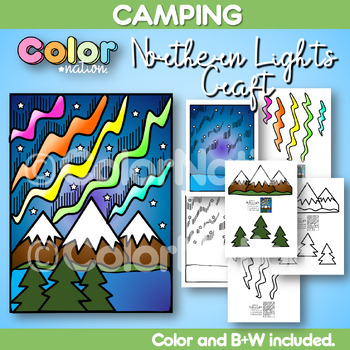 Preview of Northern Lights Craft | Camping Day Theme Activities | Summer Bulletin Board