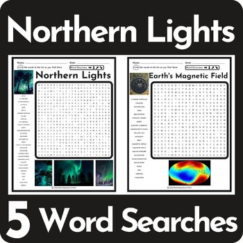 Northern Lights Word Search Puzzle BUNDLE by Word Searches To Print