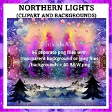 Northern lights watercolour clipart & backgrounds & finish