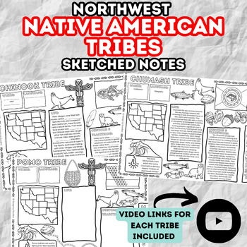 Preview of Northwest Native American Tribes BUNDLE - Fun Interactive Sketched Notes Design