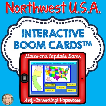 Preview of Northwest and West Regions U.S. States and Capitals Boom Cards, Geography, Maps