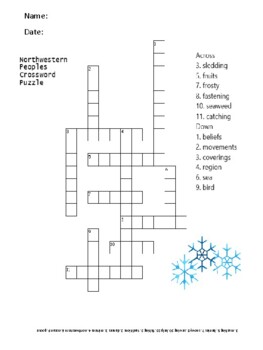 Preview of Northwestern Peoples Crossword Puzzle PDF