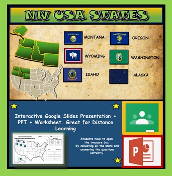 Preview of North West USA States:Google Slides, Distance Learning + PPT+ Worksheet (DL)