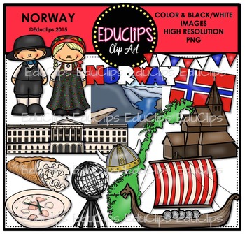 Preview of Norway Clip Art Bundle {Educlips Clipart}