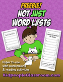Not JUST Word Lists K thru 5
