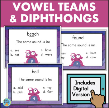 Preview of Vowel Digraphs Diphthongs Dipthongs 2nd 3rd Grade Phonics ELA Task Cards