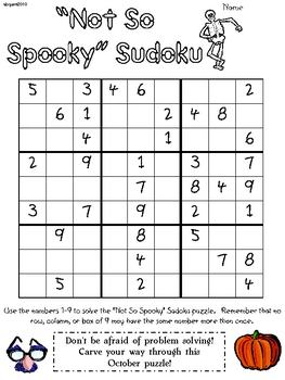 Preview of Halloween Sudoku for Upper Elementary