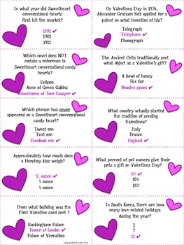 Valentine S Day Trivia Cards By Turbo Tutor Teachers Pay Teachers