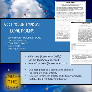 Preview of Not Your Typical Love Poems! - Guided Reading and Literary Analysis