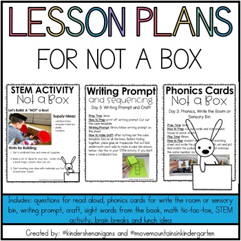 Preview of Not a Box Substitute Lesson Plans