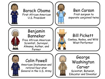 Preview of Notable African American Printable History Flash Cards.
