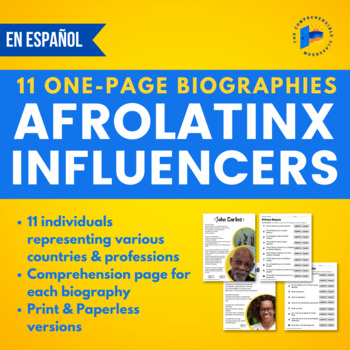 Preview of Afrolatino biographies: simple printable and paperless texts in Spanish