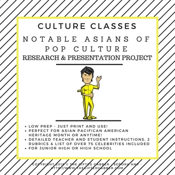 Preview of Notable Asians of Pop Culture - Research and Presentation Project