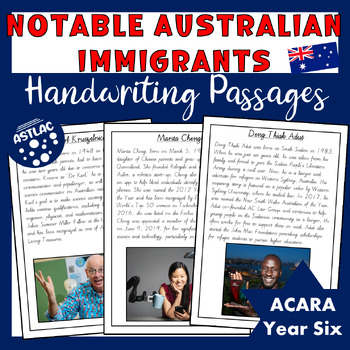 Preview of Notable Australian Immigrants - Handwriting Passages