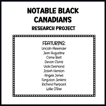 Preview of Notable Black Canadians Biographies/Research Project