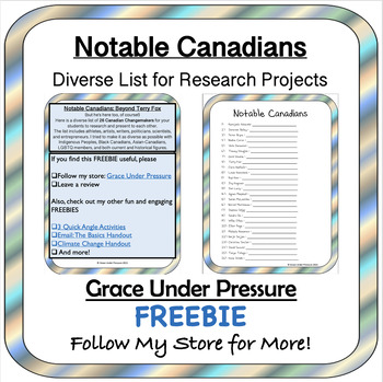 Preview of Famous Canadians for Research Projects: Diverse List of Amazing Canadians