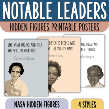 Preview of Notable Hidden Figures at NASA Posters Classroom Decor