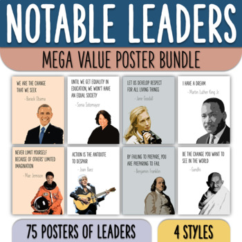 Preview of Notable Leaders Poster Value Bundle | Influential People Posters Classroom Decor