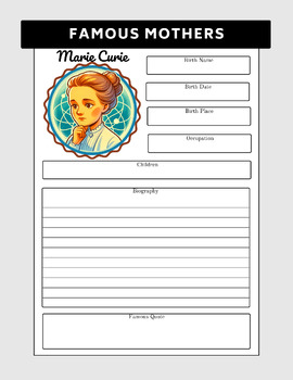 Preview of Notable Mothers Biography Project. 12 Templates