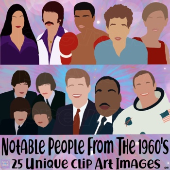Preview of Notable People From The 1960s Clip Art Set