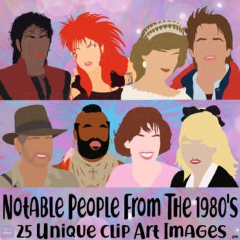 Preview of Notable People From The 1980s Clip Art Set