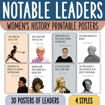 Preview of Women's History Notable Leader Posters | Influential People Classroom Decor