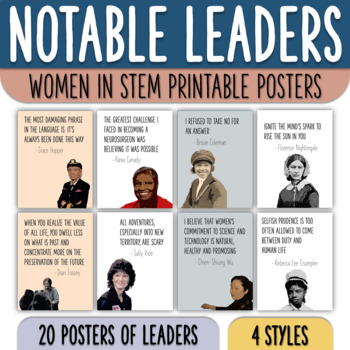 Preview of Notable Women STEM Leaders Posters Influential Women in Science Classroom Decor