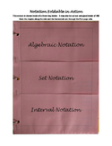Notation Foldable - Algebraic, Set, and Interval Notations