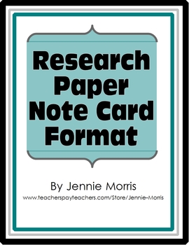 Preview of Note Card Format for Research Papers (Handout)