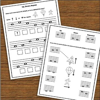 Note Direction Up Down Repeat: Elementary Music Theory Worksheets sight ...