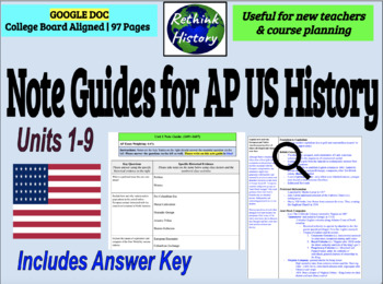 Preview of Note Guides for AP US History (Units 1-9)