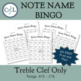 Note Name Bingo: Treble Clef Only