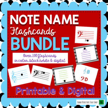 Preview of Note Name Flashcards- Treble Clef and Bass Clef  (Digital & Print!)