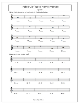 Note Name Identification Worksheet Pack - Treble & Bass Clefs | TpT
