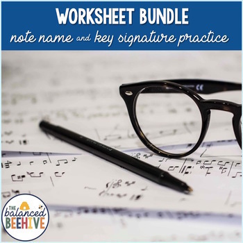 Preview of Note Name and Key Signature Worksheet BUNDLE