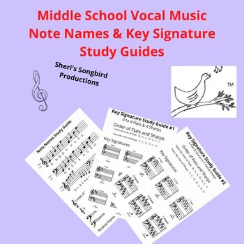 Preview of Note Names & Key Signature Study Guides