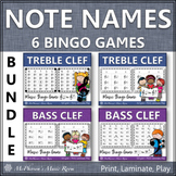 Note Names Music Bingo Games Treble Clef & Bass Clef Bundle