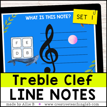 Preview of Back to School Note Naming Treble Clef Line Notes Interactive Music Game