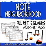 Note Neighborhood – Fill in the Blank Composition Worksheet Pack