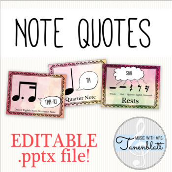 Preview of Note Quotes: Editable