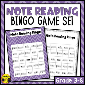 Preview of Music Note Reading Bingo Game | Elementary Music Bingo